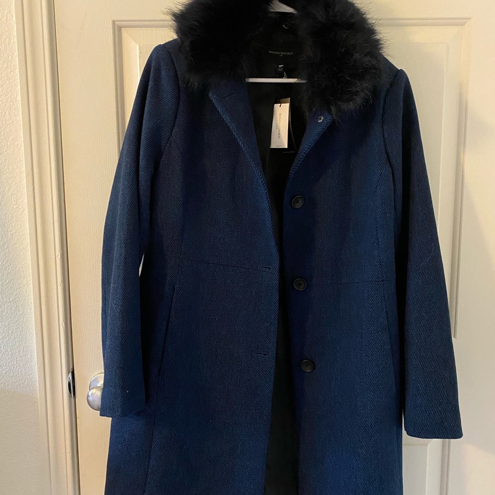 Banana republic, long blue coat size M